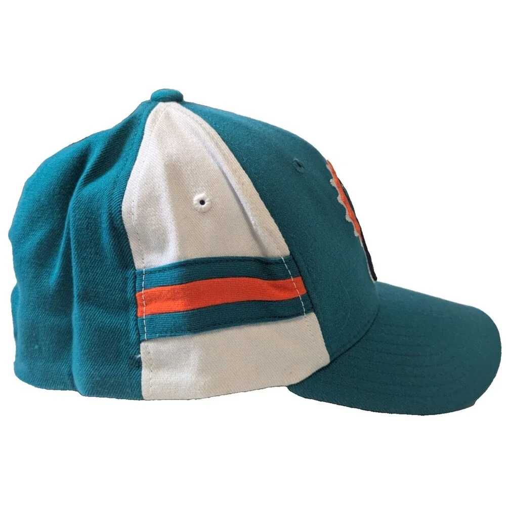 VTG Reebok Miami Dolphins Hat NFL Equipment Flex Fit NWOT Deadstock Teal Orange